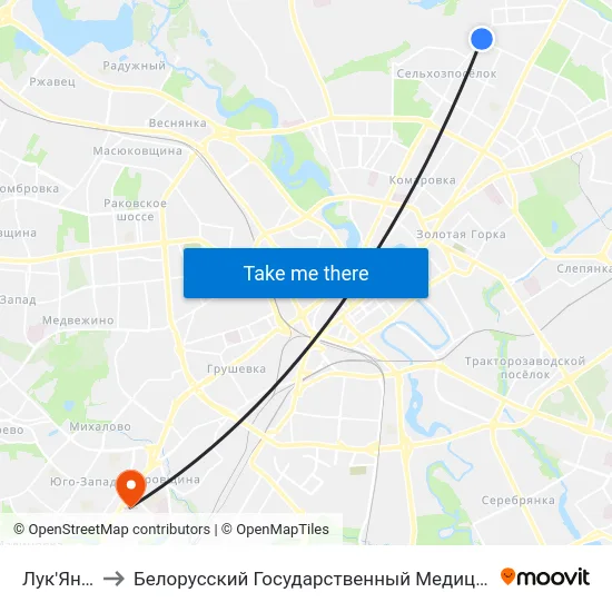 Лук'Яновіча to Белорусский Государственный Медицинский Университет map