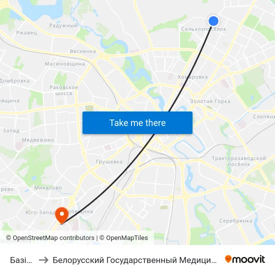 Базісная to Белорусский Государственный Медицинский Университет map