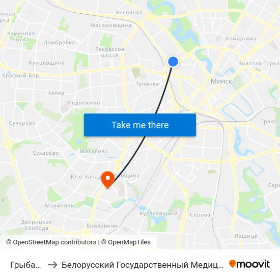 Грыбаедава to Белорусский Государственный Медицинский Университет map