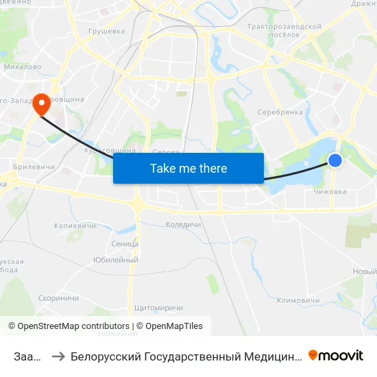 Заапарк to Белорусский Государственный Медицинский Университет map