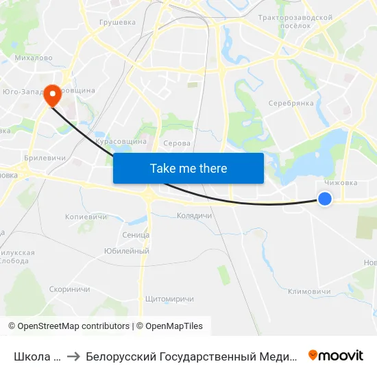 Школа №124 to Белорусский Государственный Медицинский Университет map