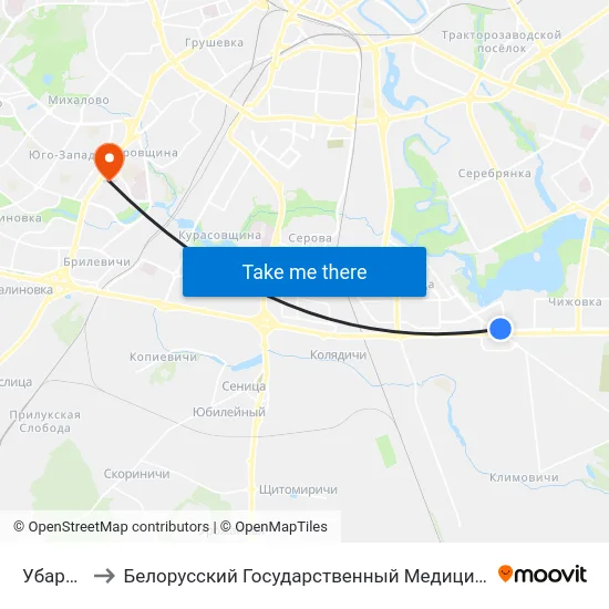 Убарэвіча to Белорусский Государственный Медицинский Университет map