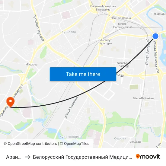 Аранская to Белорусский Государственный Медицинский Университет map