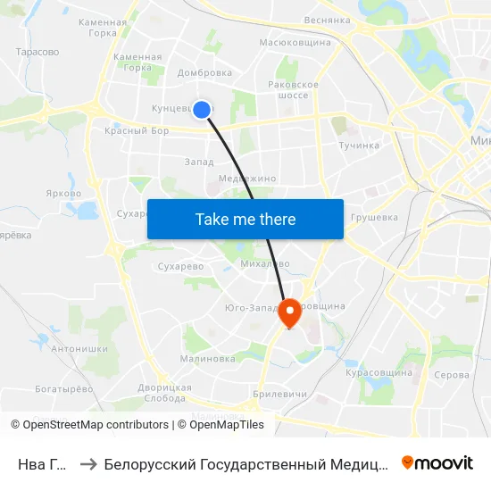 Нва Гранат to Белорусский Государственный Медицинский Университет map