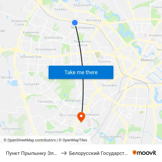 Пункт Прыпынку Электрацягнікоў Масюкоўшчына to Белорусский Государственный Медицинский Университет map