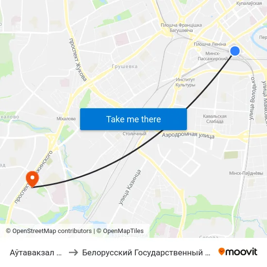 Аўтавакзал Цэнтральны to Белорусский Государственный Медицинский Университет map
