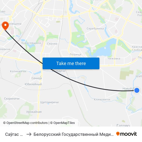 Саўгас Расвет to Белорусский Государственный Медицинский Университет map