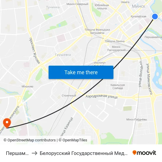 Першамайская to Белорусский Государственный Медицинский Университет map