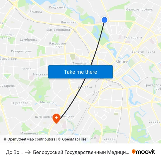 Дс Возера to Белорусский Государственный Медицинский Университет map