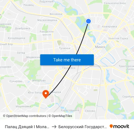 Палац Дзяцей І Моладзі (Дворец Детей И Молодежи) to Белорусский Государственный Медицинский Университет map