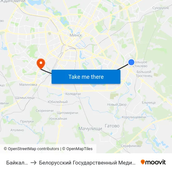 Байкальская to Белорусский Государственный Медицинский Университет map