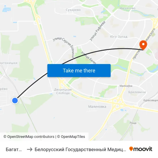 Багатырова to Белорусский Государственный Медицинский Университет map