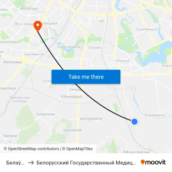Белаўтагаз to Белорусский Государственный Медицинский Университет map