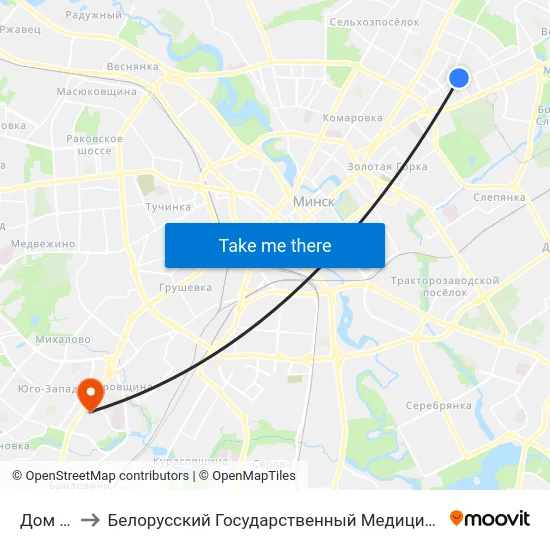 Дом Кіно to Белорусский Государственный Медицинский Университет map