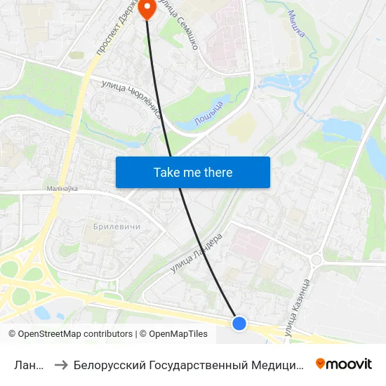Ландэра to Белорусский Государственный Медицинский Университет map