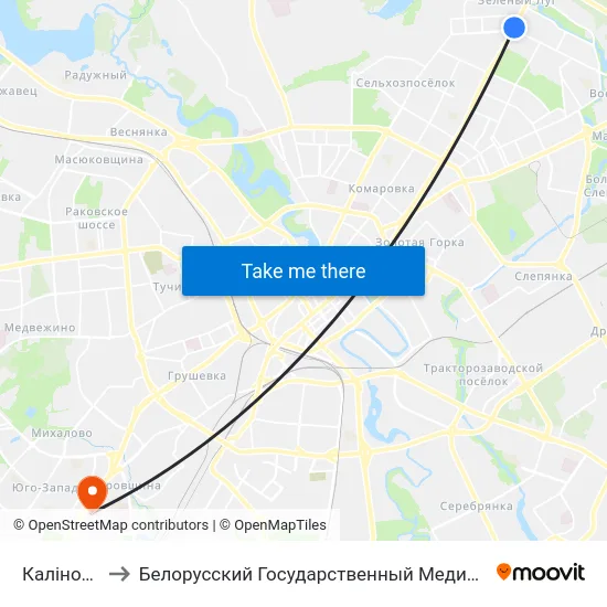 Каліноўскага to Белорусский Государственный Медицинский Университет map