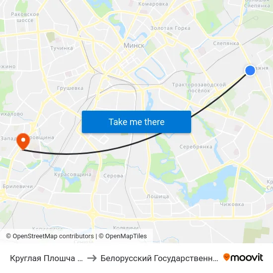 Круглая Плошча (Круглая Площадь) to Белорусский Государственный Медицинский Университет map