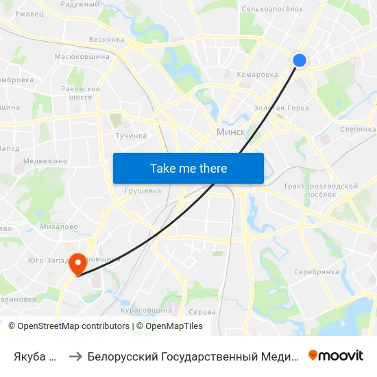Якуба Коласа to Белорусский Государственный Медицинский Университет map