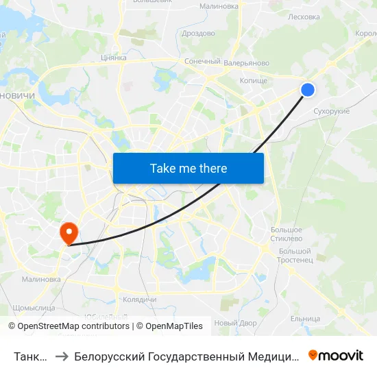 Танкавая to Белорусский Государственный Медицинский Университет map