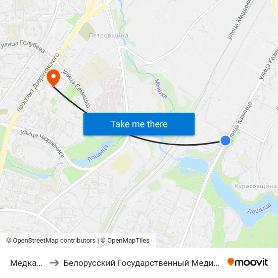 Медкалледж to Белорусский Государственный Медицинский Университет map