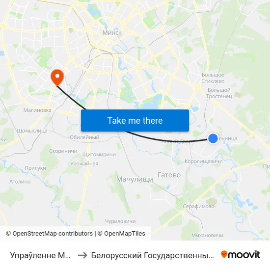 Упраўленне Механізацыі №79 to Белорусский Государственный Медицинский Университет map