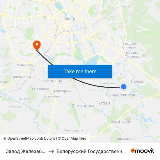 Завод Жалезабетонных Выбараў to Белорусский Государственный Медицинский Университет map
