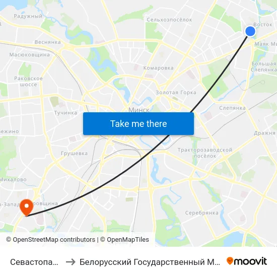 Севастопальскі Парк to Белорусский Государственный Медицинский Университет map