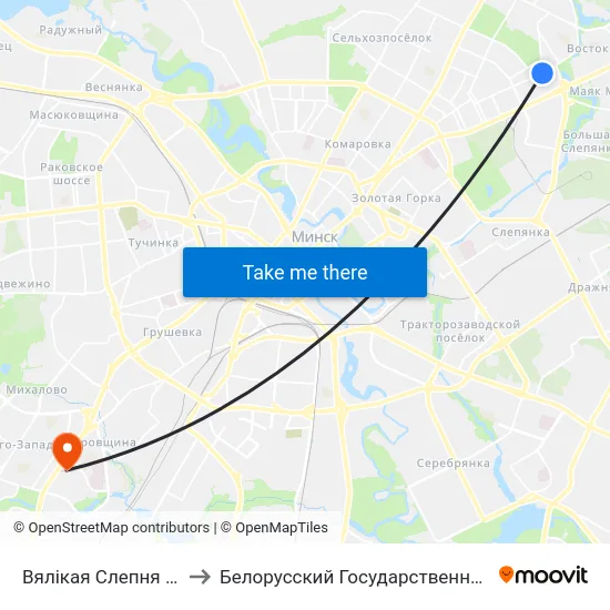 Вялікая Слепня (Большая Слепня) to Белорусский Государственный Медицинский Университет map