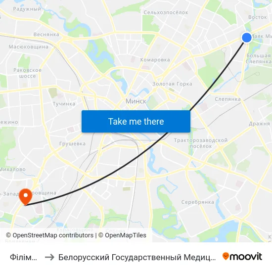 Філімонава to Белорусский Государственный Медицинский Университет map
