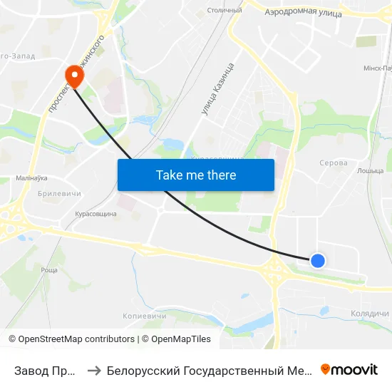 Завод Прамбурвод to Белорусский Государственный Медицинский Университет map