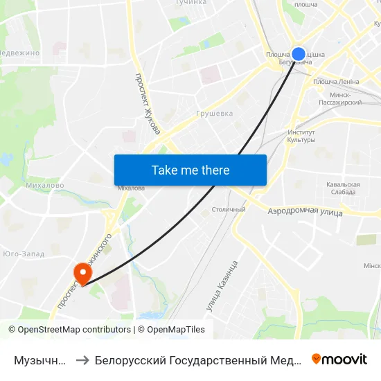 Музычны Тэатр to Белорусский Государственный Медицинский Университет map