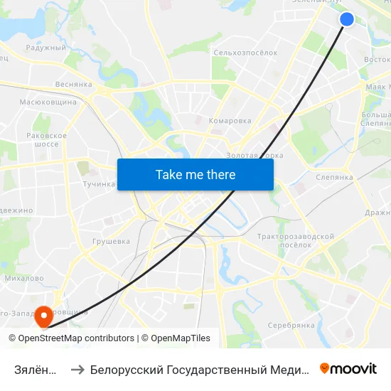 Зялёны Луг-1 to Белорусский Государственный Медицинский Университет map