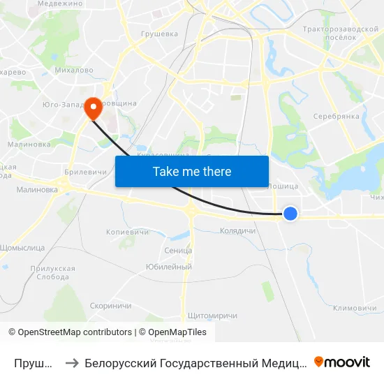Прушынскіх to Белорусский Государственный Медицинский Университет map