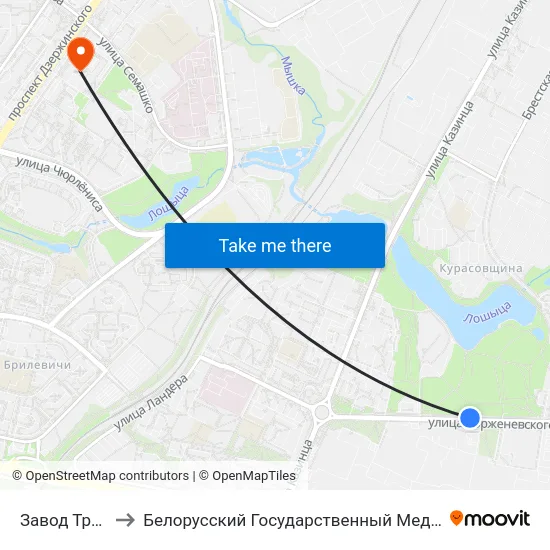 Завод Транзістар to Белорусский Государственный Медицинский Университет map