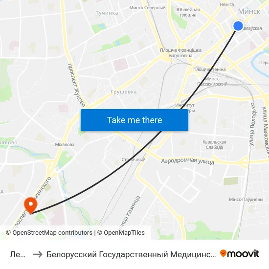 Леніна to Белорусский Государственный Медицинский Университет map