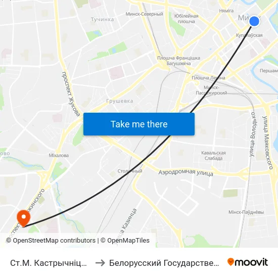Ст.М. Кастрычніцкая (Ст.М. Октябрьская) to Белорусский Государственный Медицинский Университет map