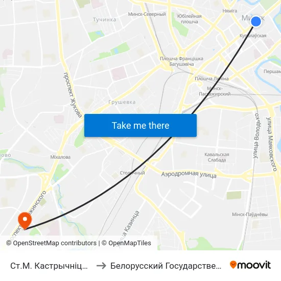 Ст.М. Кастрычніцкая (Ст.М. Октябрьская) to Белорусский Государственный Медицинский Университет map