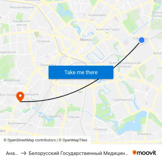Анаева to Белорусский Государственный Медицинский Университет map