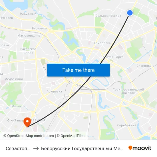 Севастопальская to Белорусский Государственный Медицинский Университет map