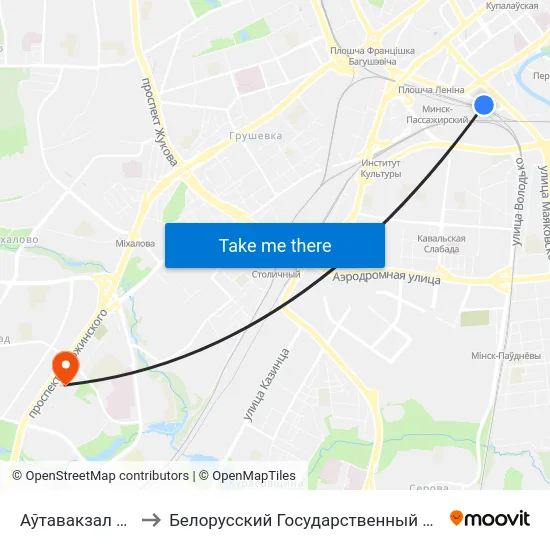 Аўтавакзал Цэнтральны to Белорусский Государственный Медицинский Университет map