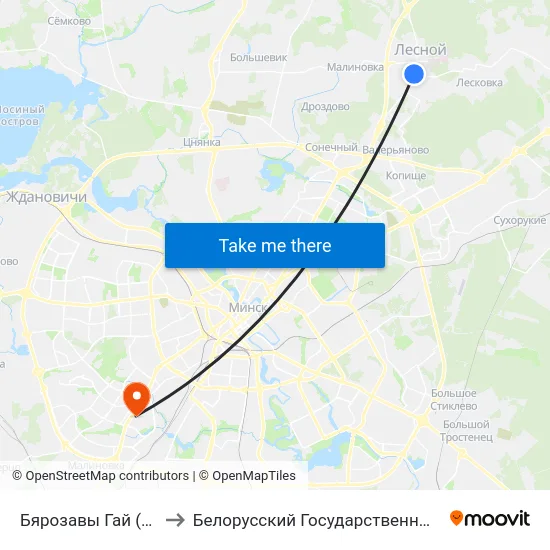 Бярозавы Гай (Берёзовая Роща) to Белорусский Государственный Медицинский Университет map