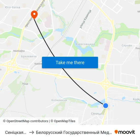 Сеніцкая Царква to Белорусский Государственный Медицинский Университет map
