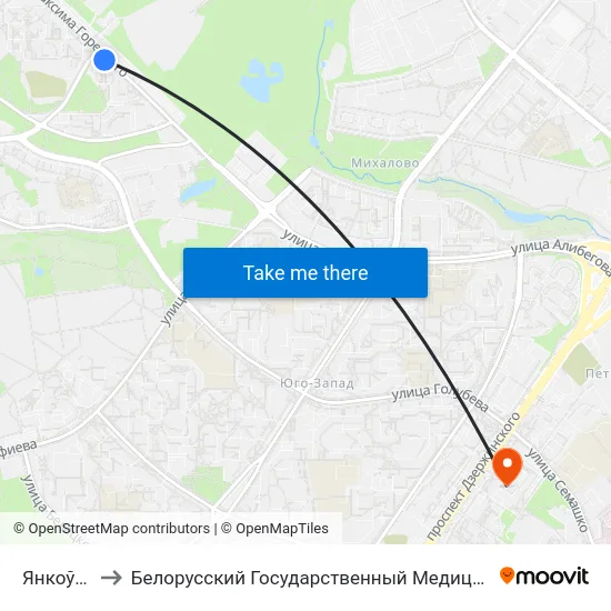 Янкоўскага to Белорусский Государственный Медицинский Университет map
