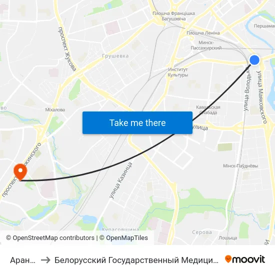Аранская to Белорусский Государственный Медицинский Университет map