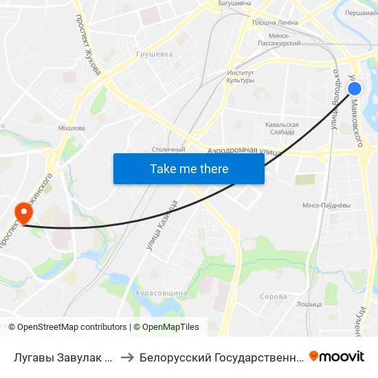 Лугавы Завулак (Луговой Переулок) to Белорусский Государственный Медицинский Университет map