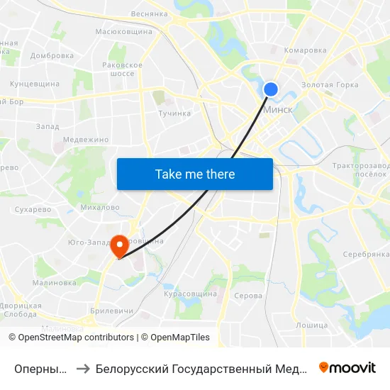 Оперный Театр to Белорусский Государственный Медицинский Университет map