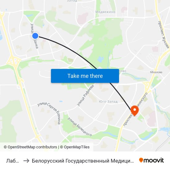 Лабанка to Белорусский Государственный Медицинский Университет map