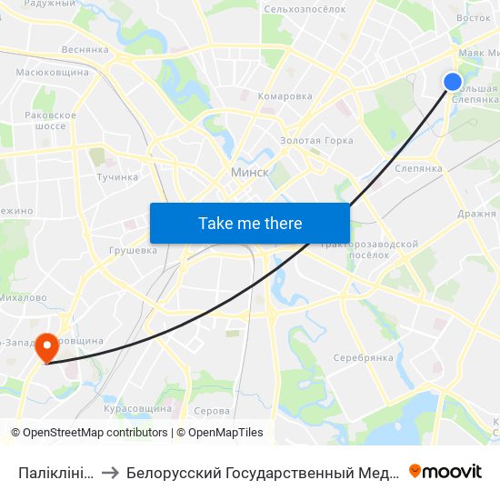 Паліклініка №24 to Белорусский Государственный Медицинский Университет map