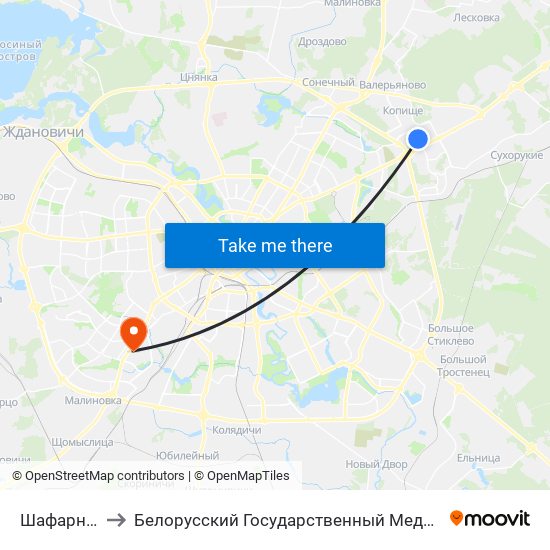 Шафарнянская to Белорусский Государственный Медицинский Университет map