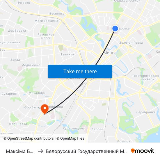 Максіма Багдановіча to Белорусский Государственный Медицинский Университет map
